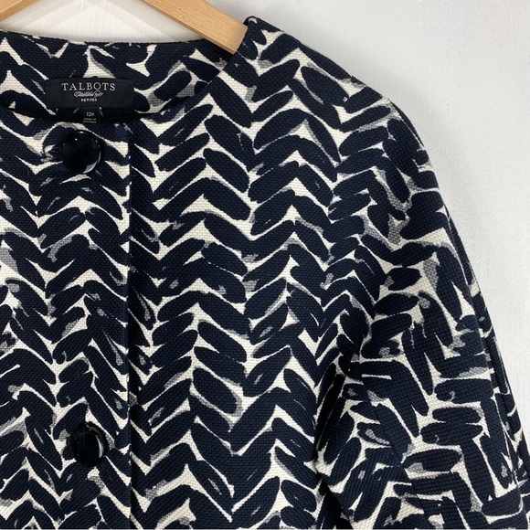 Talbots Petites Printed Pattern Longline Basic Classic Coat Jacket Size 12P - Picture 3 of 6